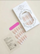 Künstliche Fingernägel, Mandelförmig, französische Nägel, zum Aufdrücken, volle Abdeckung, für Damen und Mädchen, 24 Stück