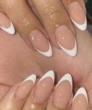 Künstliche Fingernägel, Mandelförmig, französische Nägel, zum Aufdrücken, volle Abdeckung, für Damen und Mädchen, 24 Stück