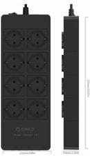 Orico USB-Steckdosenleiste mit vier Steckdosen und fünf USB-Ladeanschlüssen - 4000W - Inkl. Ein-/Ausschalter - Schwarz