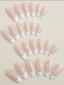 Künstliche Fingernägel, Mandelförmig, französische Nägel, zum Aufdrücken, volle Abdeckung, für Damen und Mädchen, 24 Stück